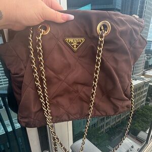 💋💋💋 Prada Brown Quilted Nylon Bag 💋💋💋